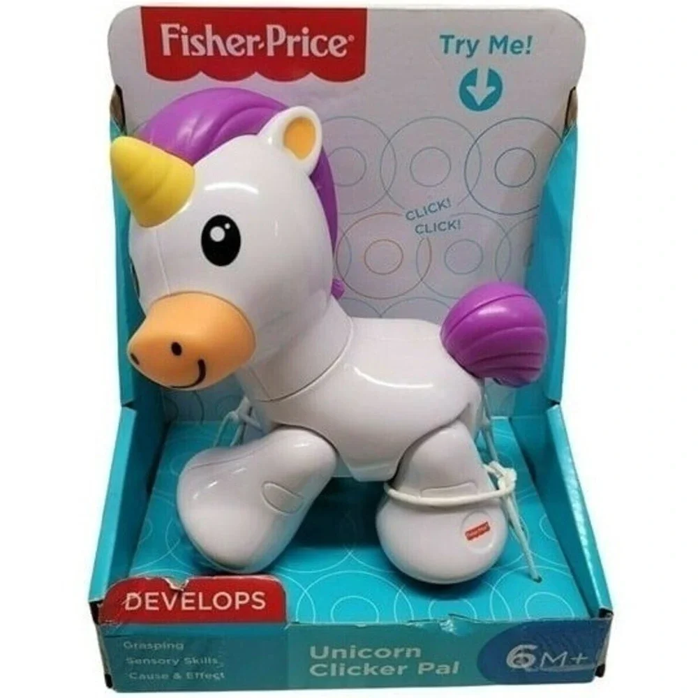 Fisher-Price Unicorn Clicker Pal Baby Toy 6M+ Purple Sensory Activity‎ FYL45